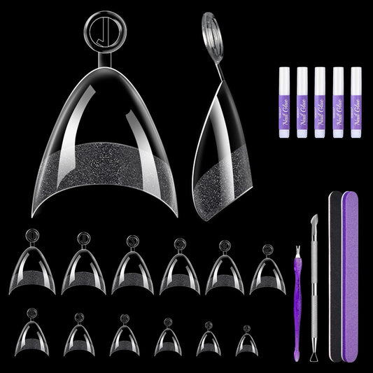 MORGLES front packaging showing 240-piece almond tips kit with contents visible