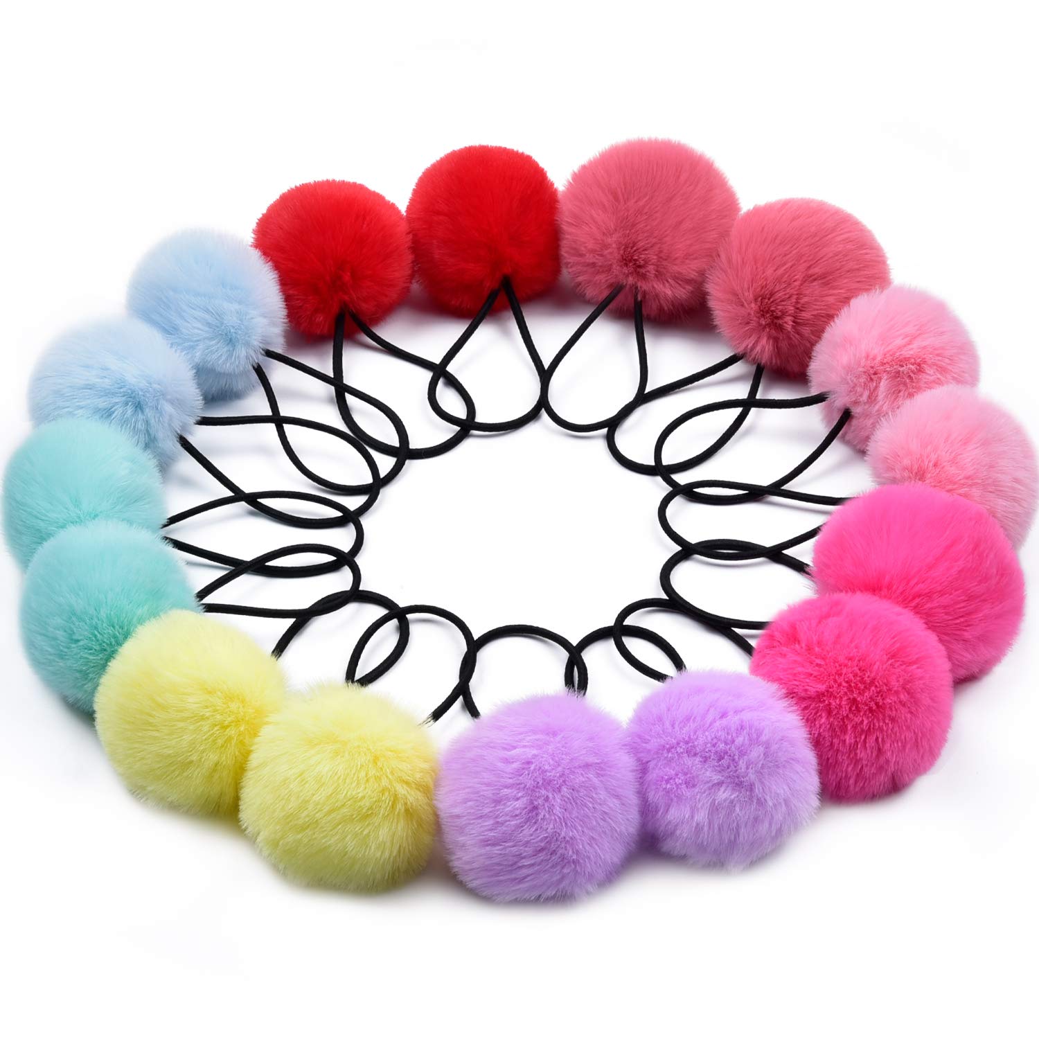MORGLES front packaging showing 16-piece colorful pom pom set, easy styling