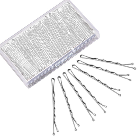 MORGLES front packaging showing 240 silver bobby pins and box for organized storage