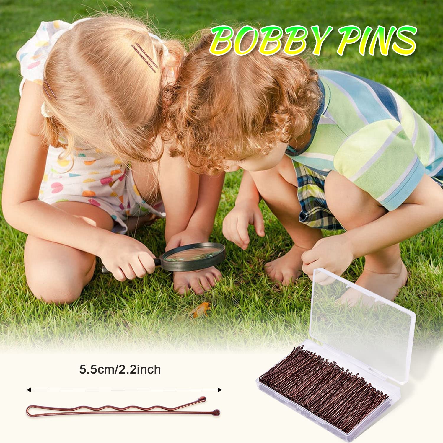 MORGLES front view of brown bobby pins, demonstrates consistent finish