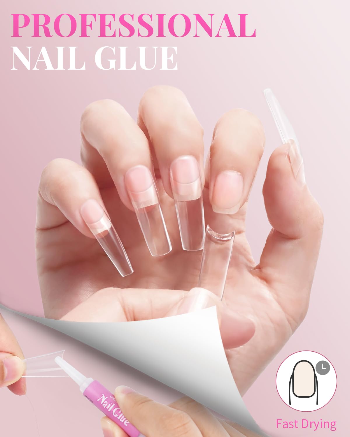 MORGLES tips being applied to a hand showing beginner-friendly application and salon result