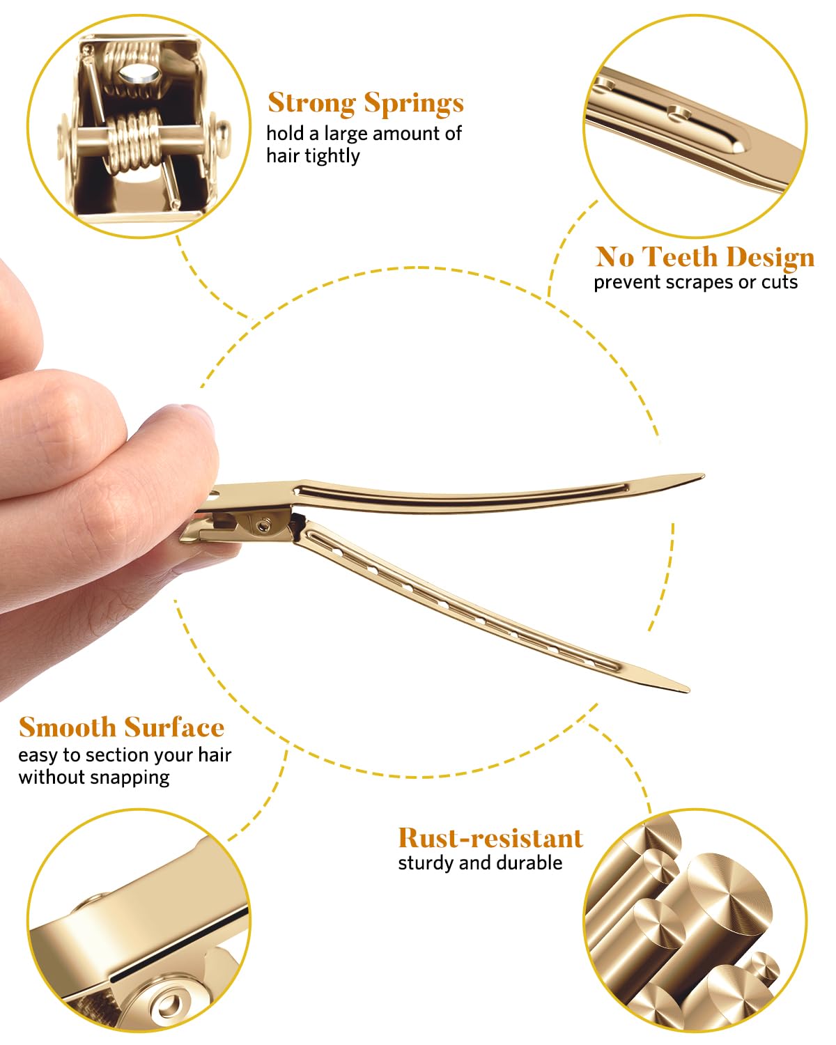 MORGLES large duckbill metal clip close-up showing smooth hold benefit