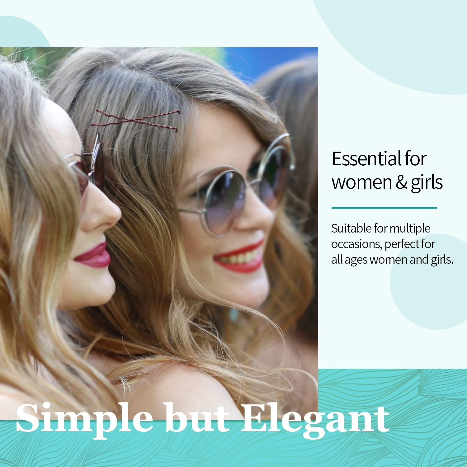 MORGLES pins in hand illustrating 2.75-inch scale for extra-long hair
