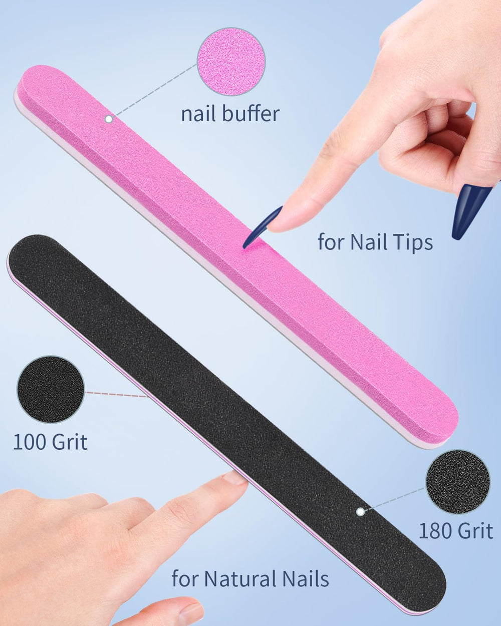 MORGLES hand comparison showing extra-long tip length for dramatic styles