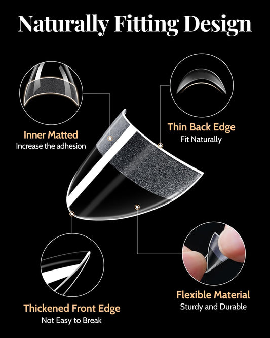 MORGLES close-up of almond tip curvature showing smooth edges and fit benefit