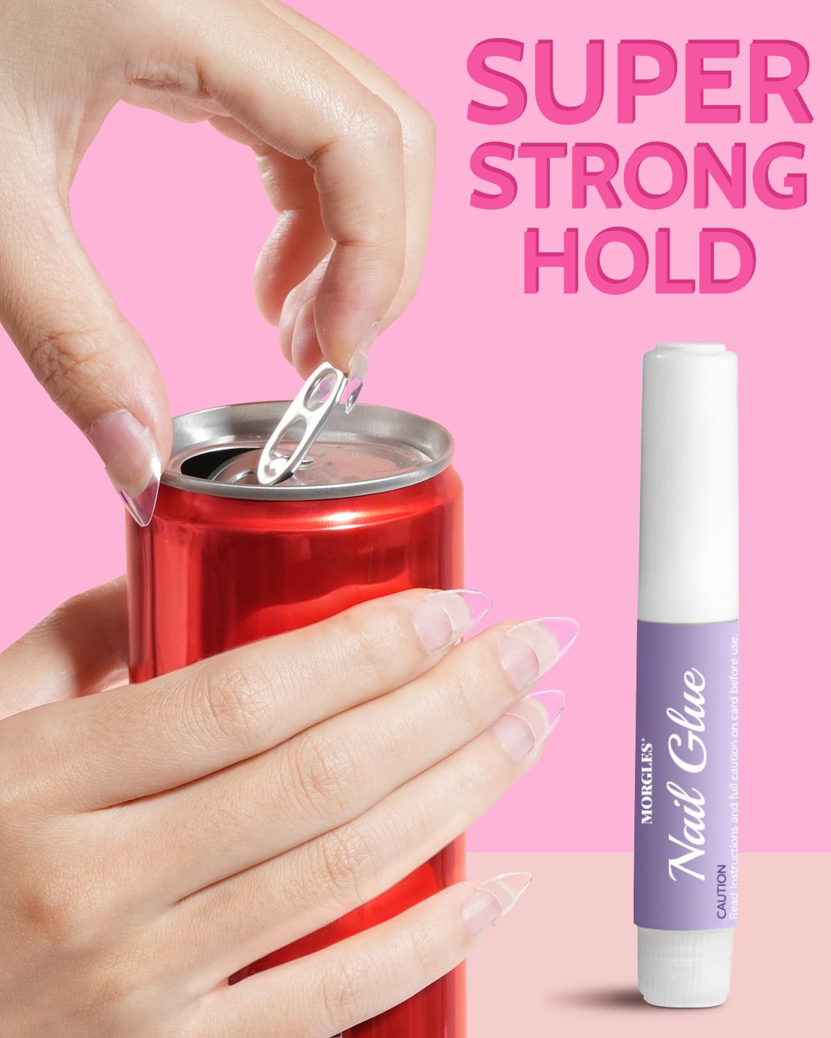 MORGLES included glues, files, scraper and cuticle fork displayed for complete manicure