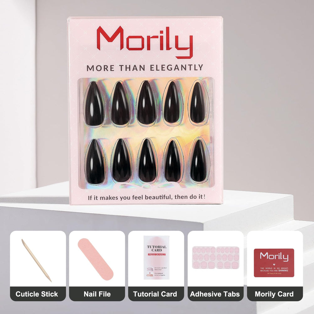 morily accessory kit with adhesive stickers, mini file and wooden stick for easy application