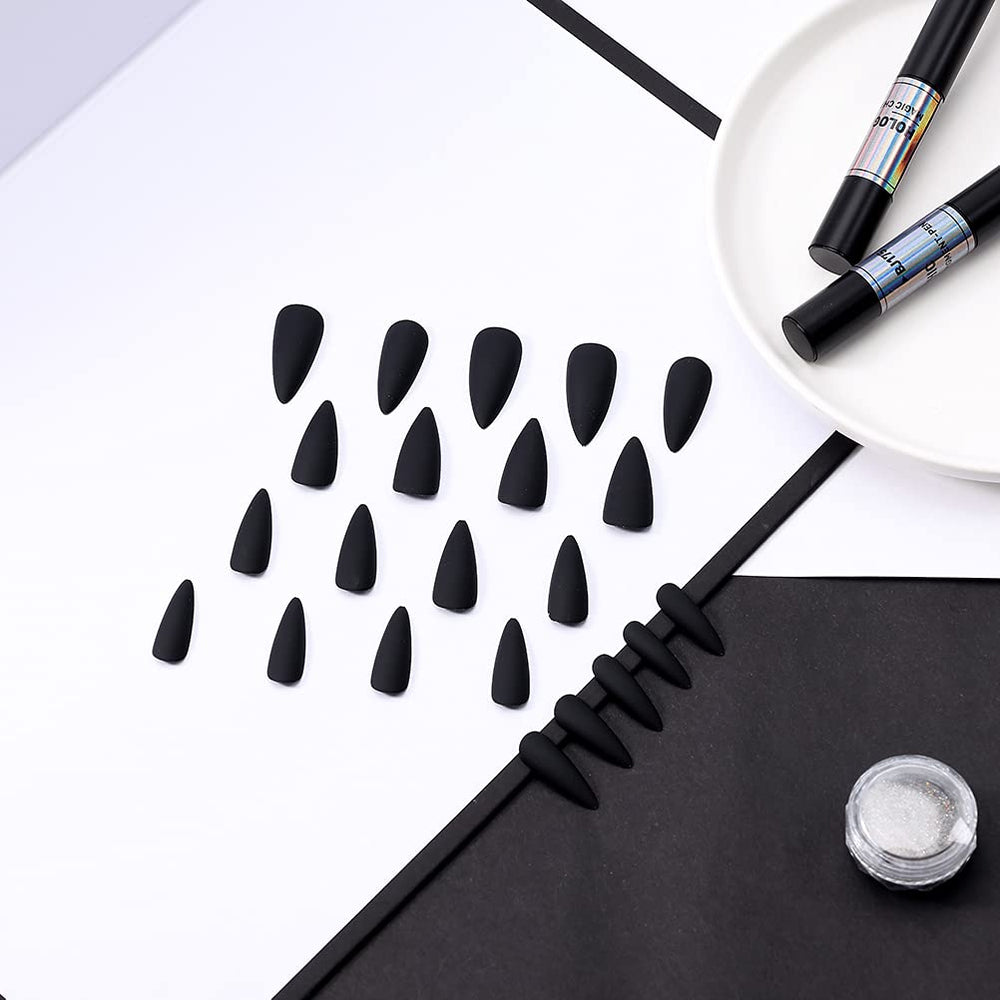 morily kit contents with file, wooden stick and adhesive tabs for easy application