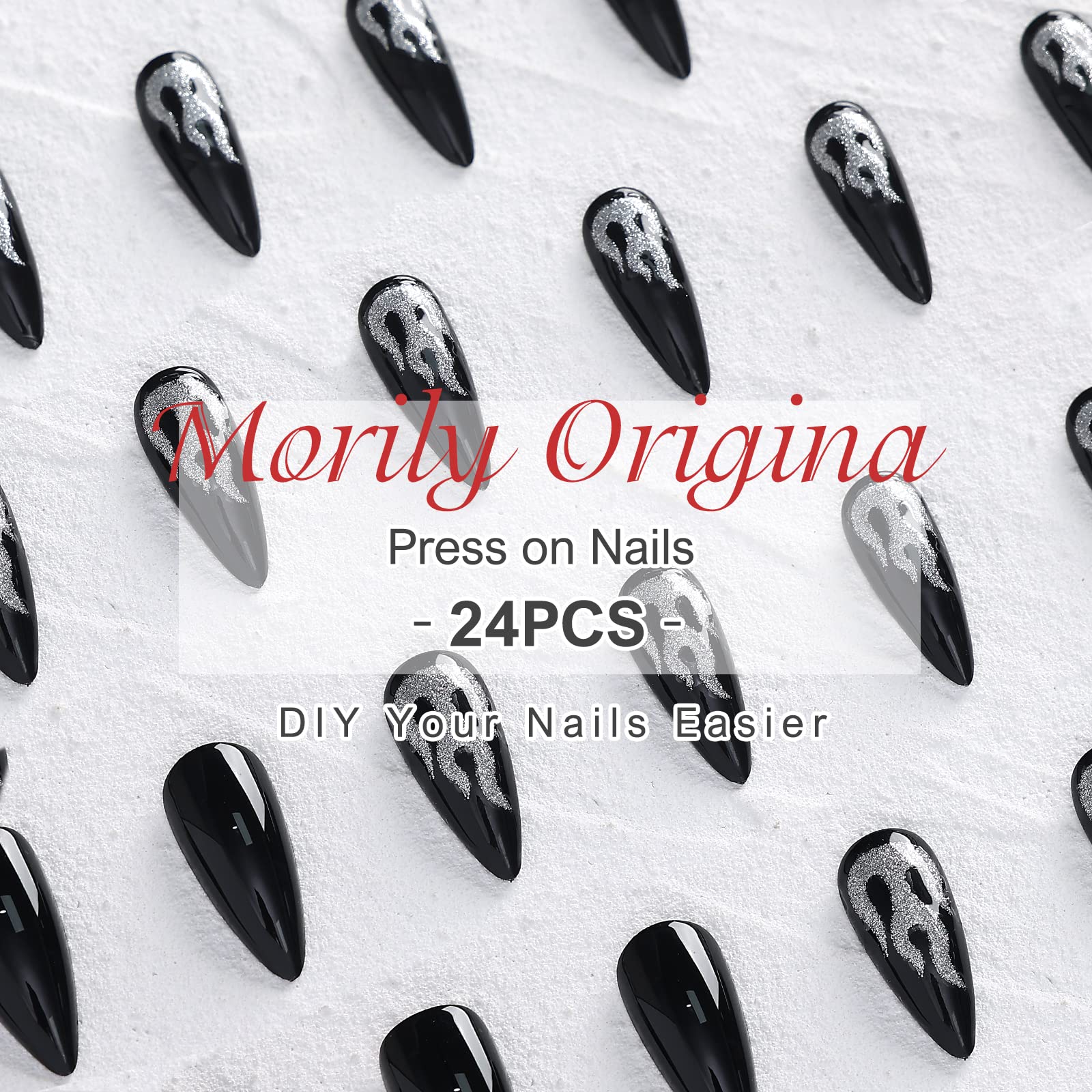 morily lifestyle party setting with finished nails, illustrates bold look for events and photos