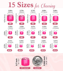 morily size comparison display with 14 sizes to ensure correct toe fit