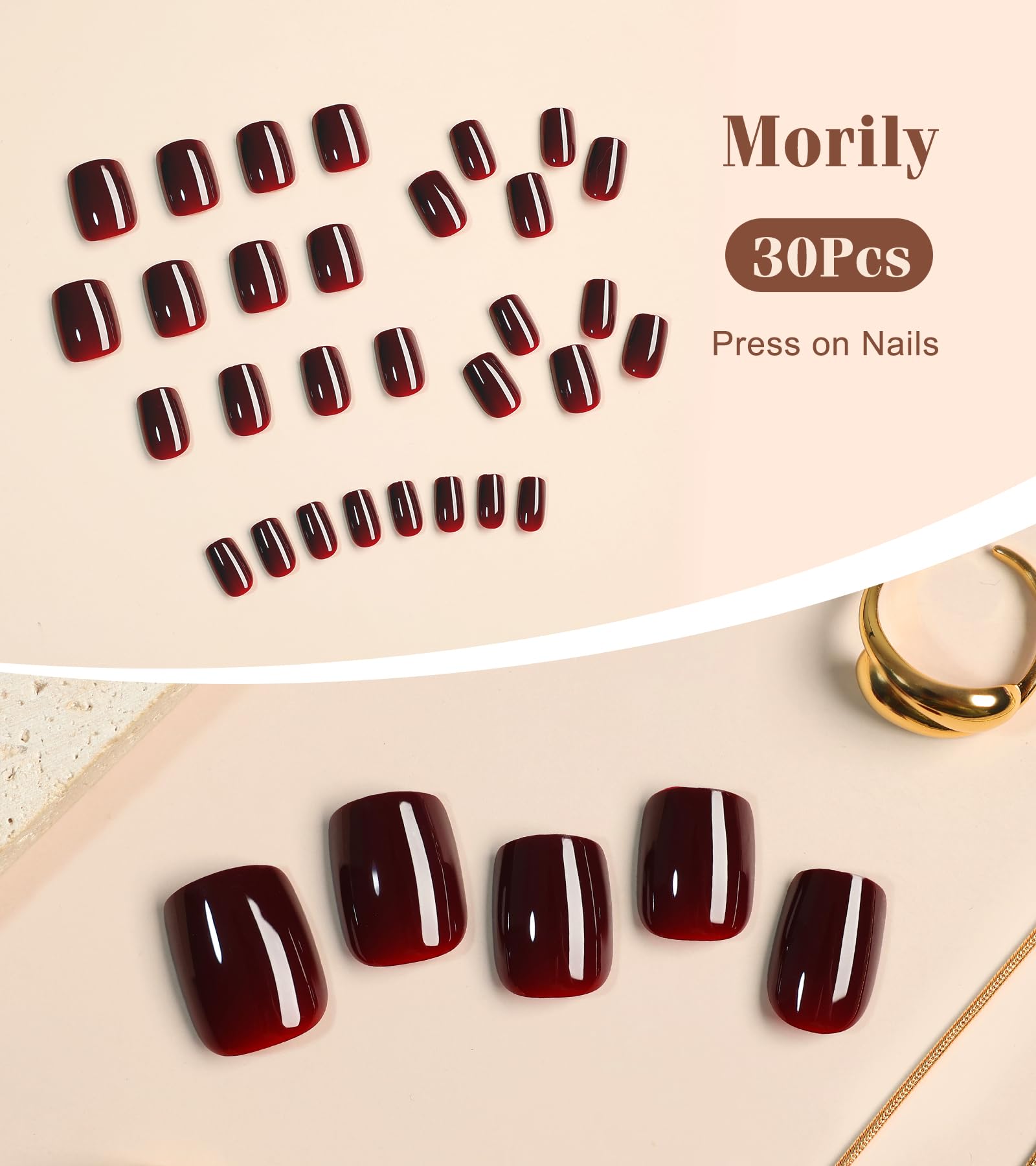 morily layout of 15 sizes on tray, helps find best fit for each nail