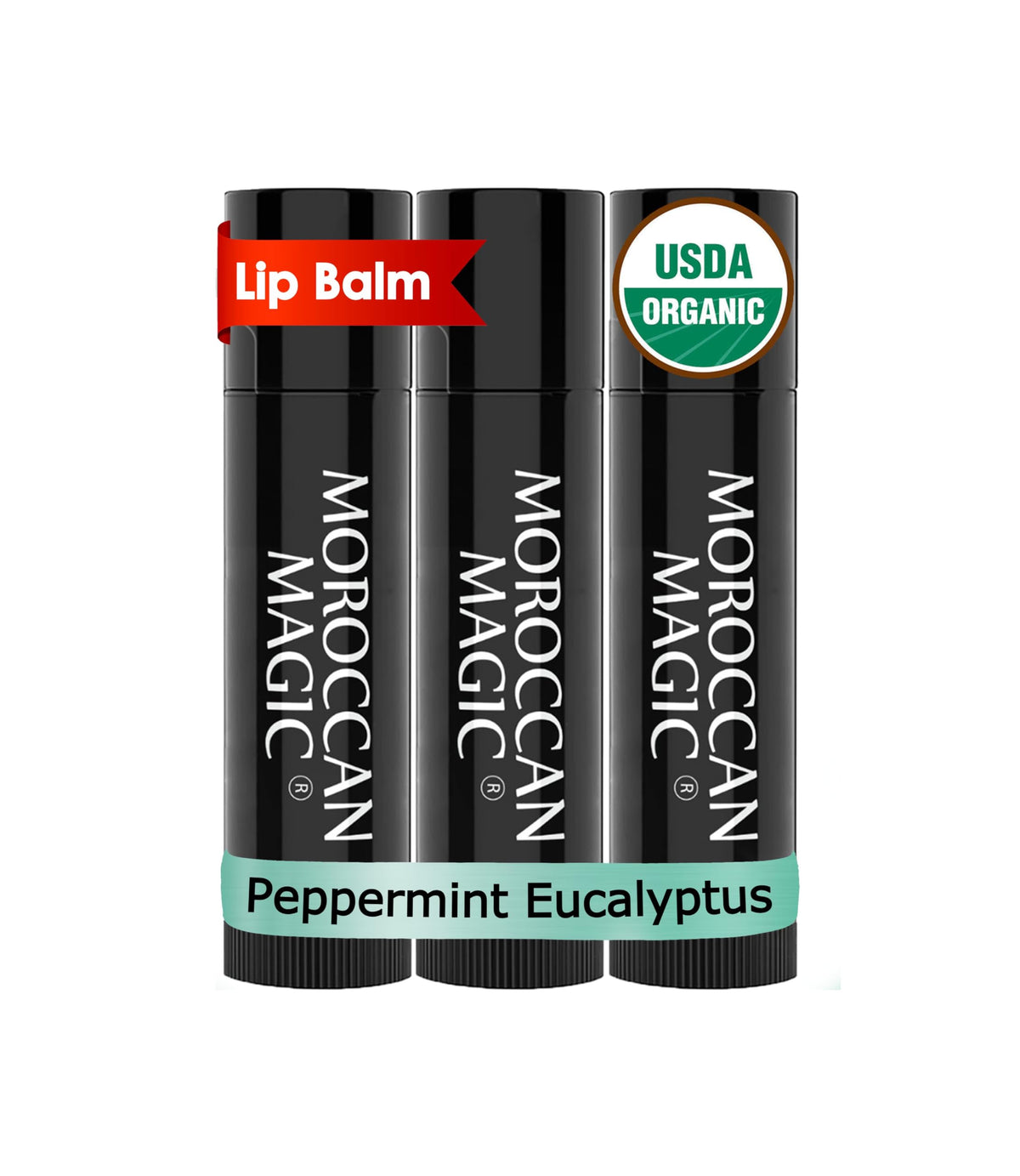 Moroccan Magic front packaging showing peppermint eucalyptus balm benefits