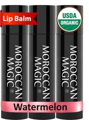 Moroccan Magic front packaging showing watermelon tubes and organic benefits