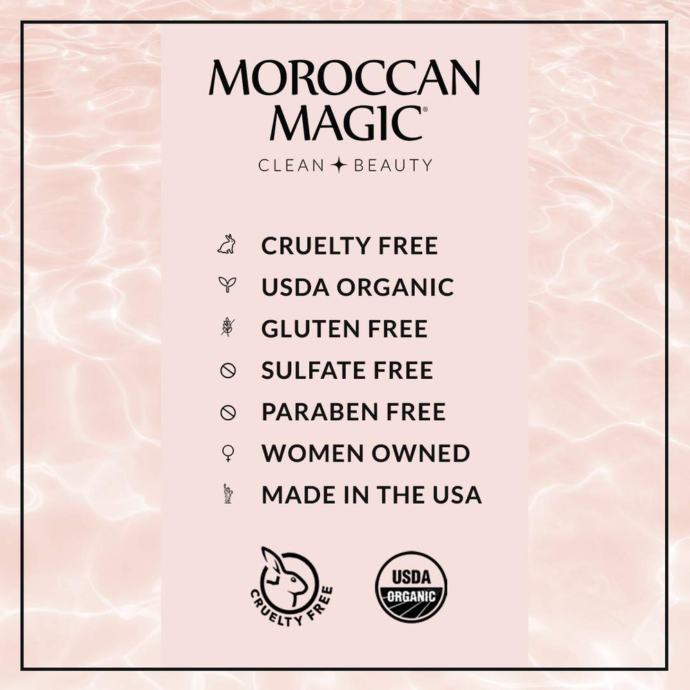 Moroccan Magic label ingredients detail emphasizing clean, non-toxic formulation benefit