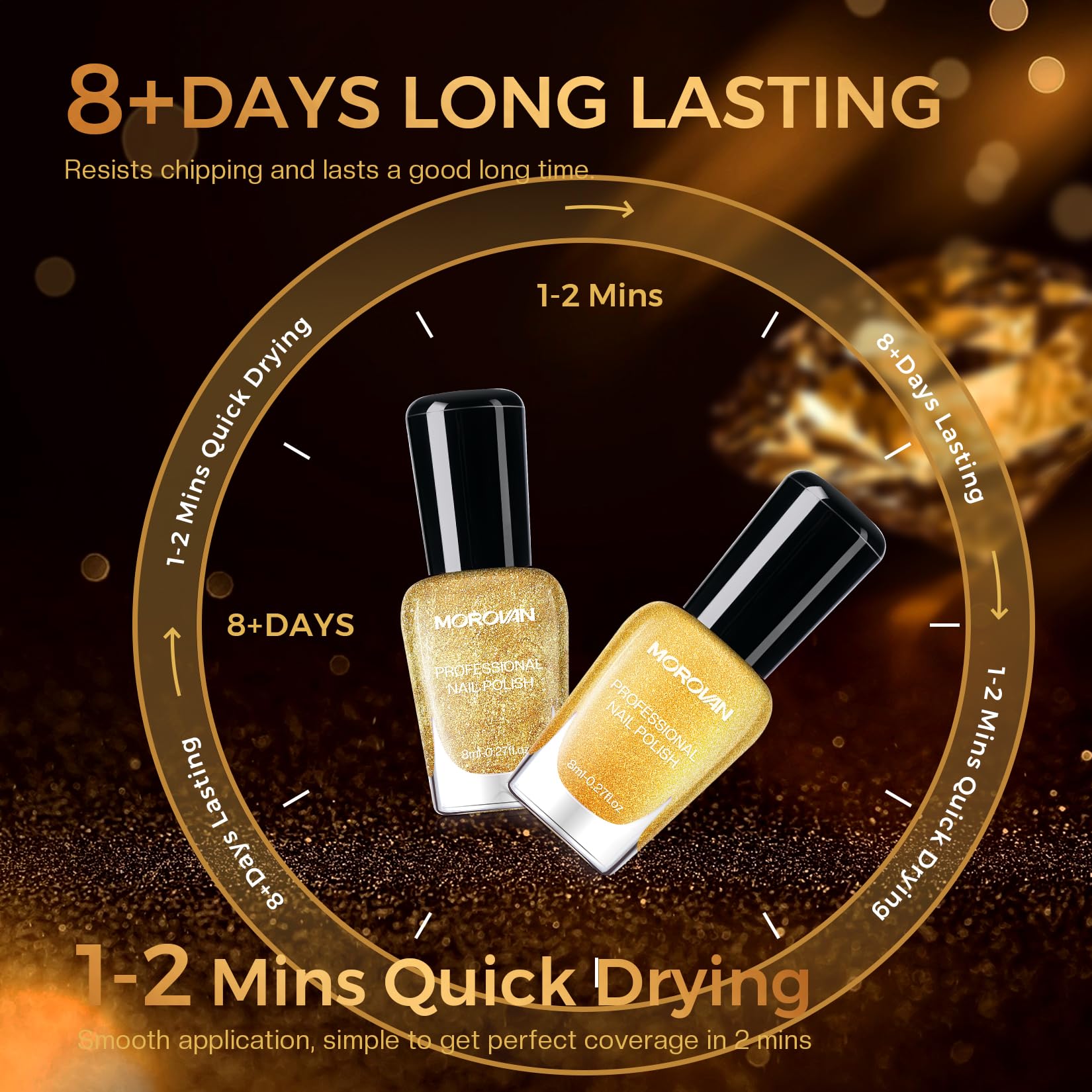 Morovan brush applying polish showing smooth, streak-free coverage benefit