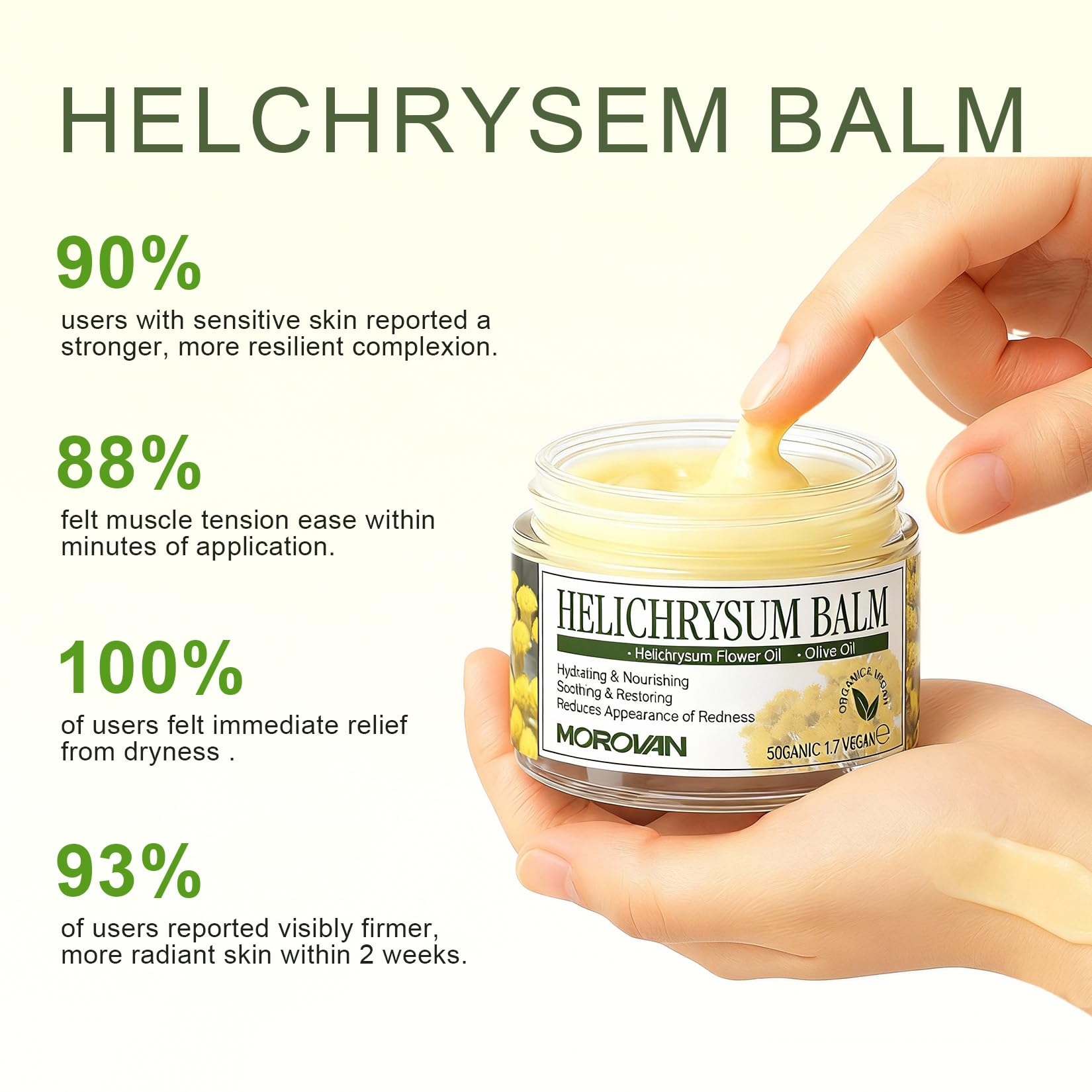 Morovan applied on forearm demonstrating soothing and circulation support