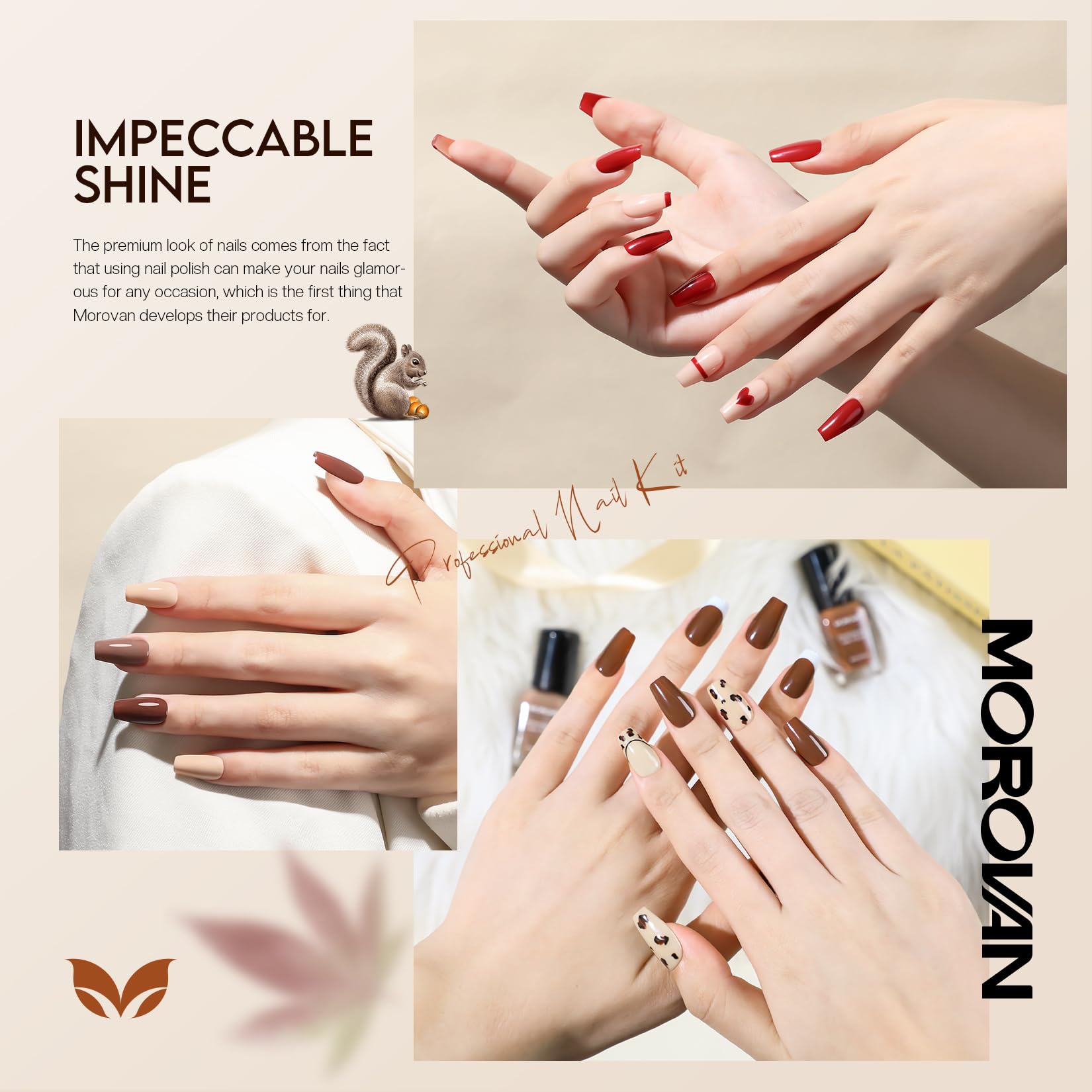 Morovan bottle close-up with brush showing smooth application benefit
