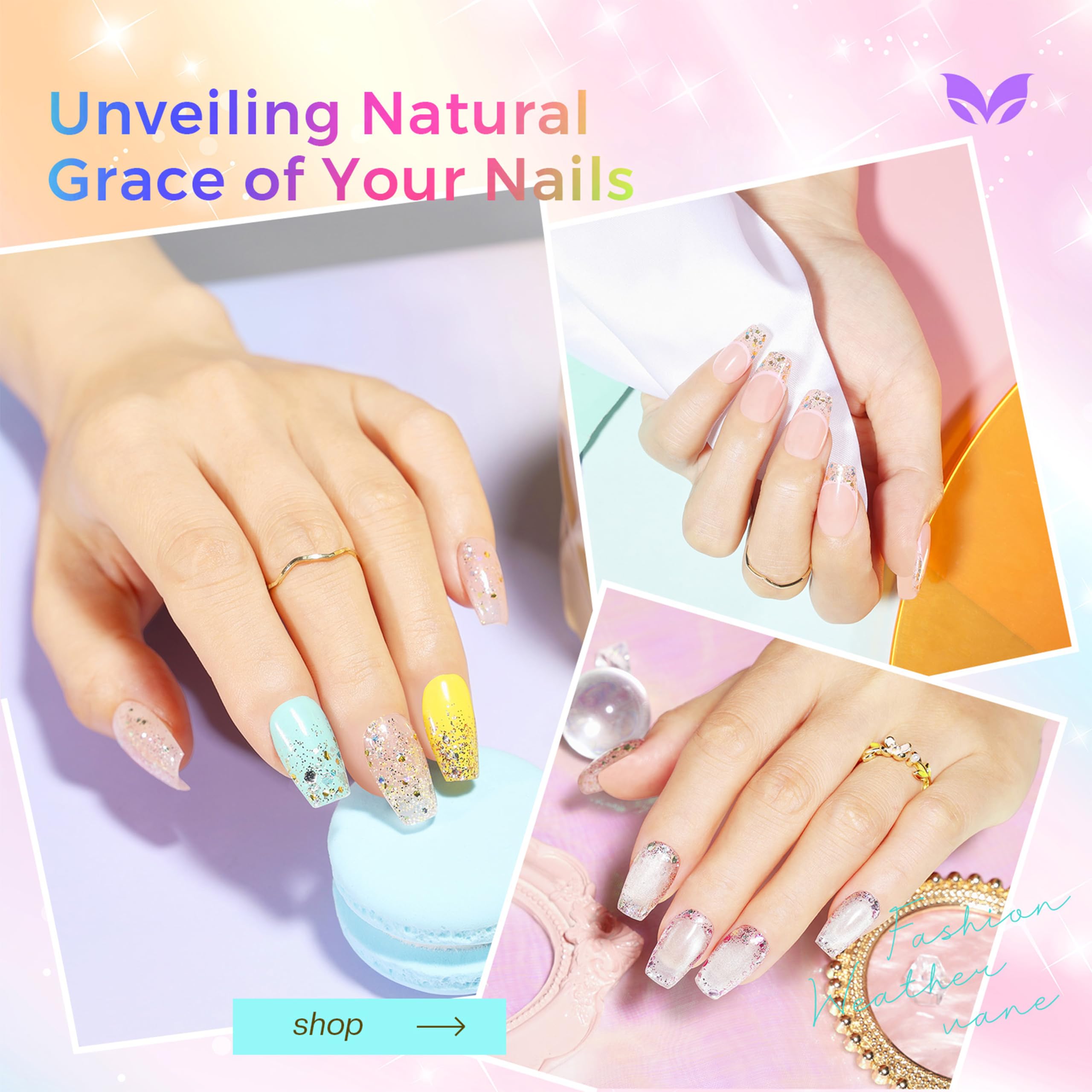 Morovan brush applying glitter on nail demonstrating smooth even coverage benefit