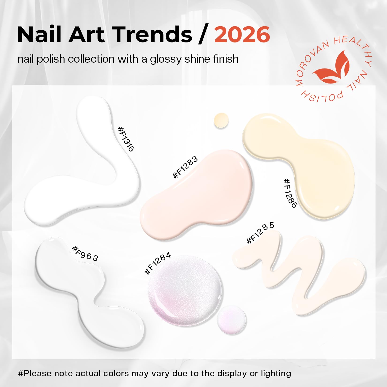 Morovan cream white nail on model demonstrating opaque two-coat coverage for polished look