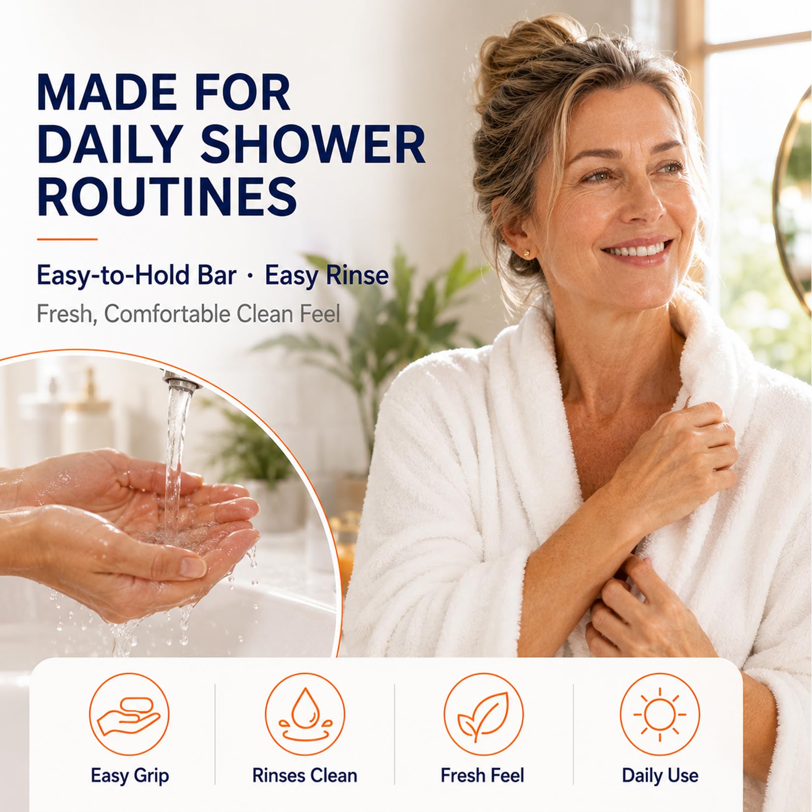 Morovan in elderly care shower setting conveying caregiver-friendly use