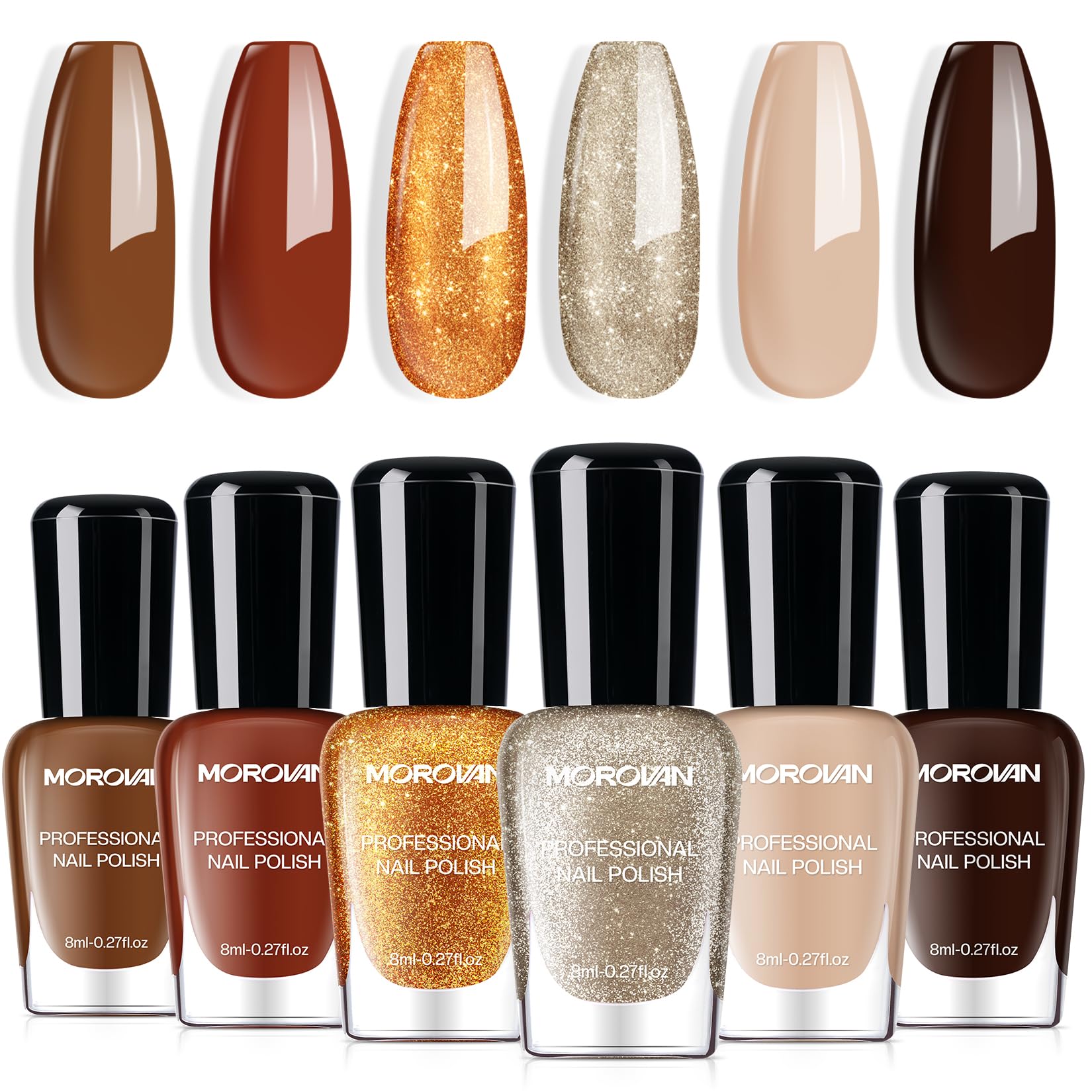 Morovan front packaging showing the six fall polish colors and gifting appeal
