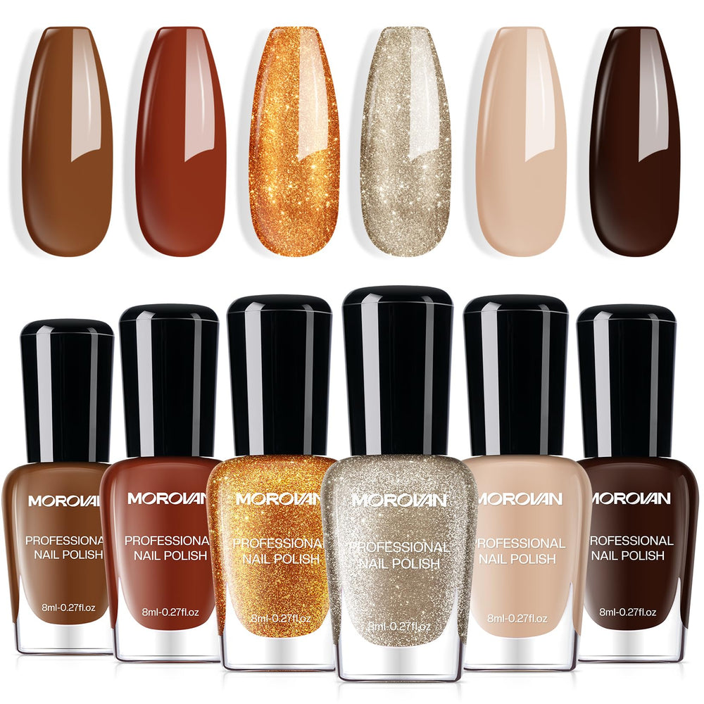 Morovan front packaging showing the six fall polish colors and gifting appeal