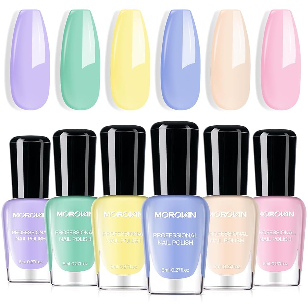 Morovan front packaging showing eight pastel bottles and gift-ready palette benefit