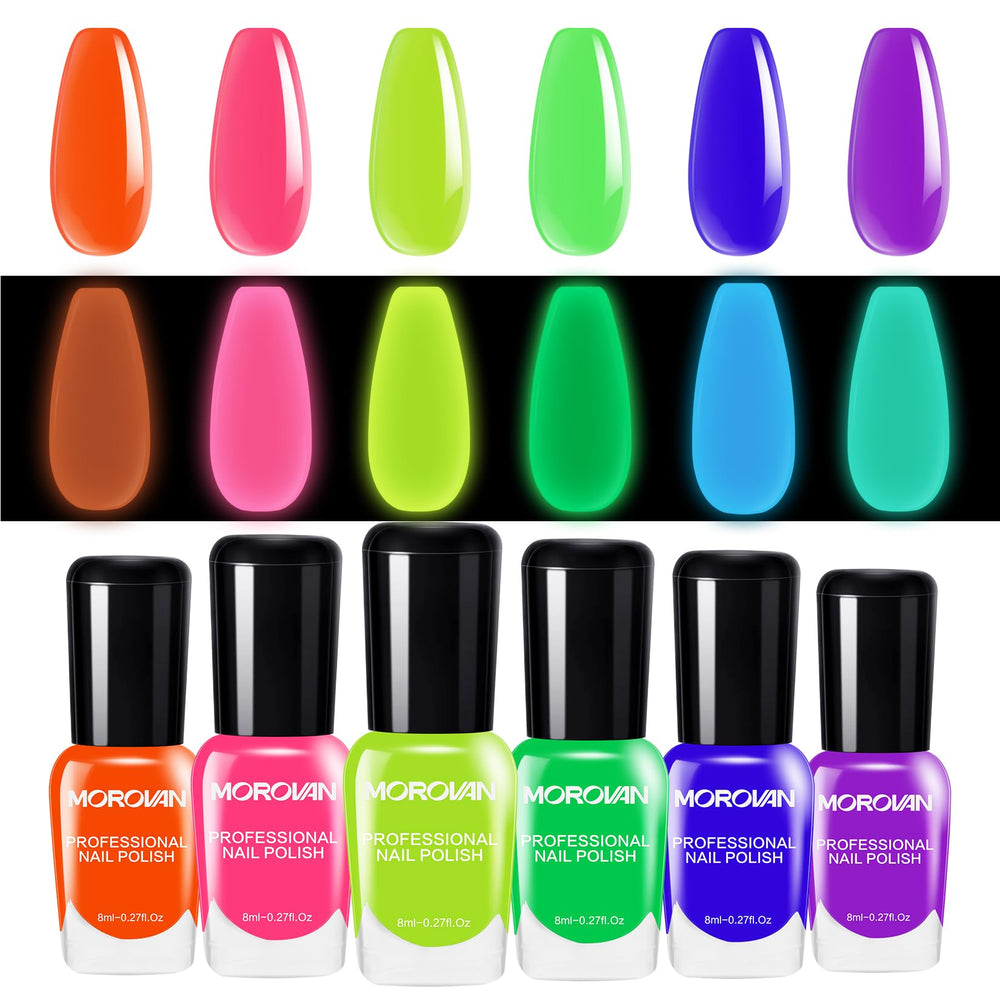 Morovan front packaging showing all neon polish bottles and kit benefits