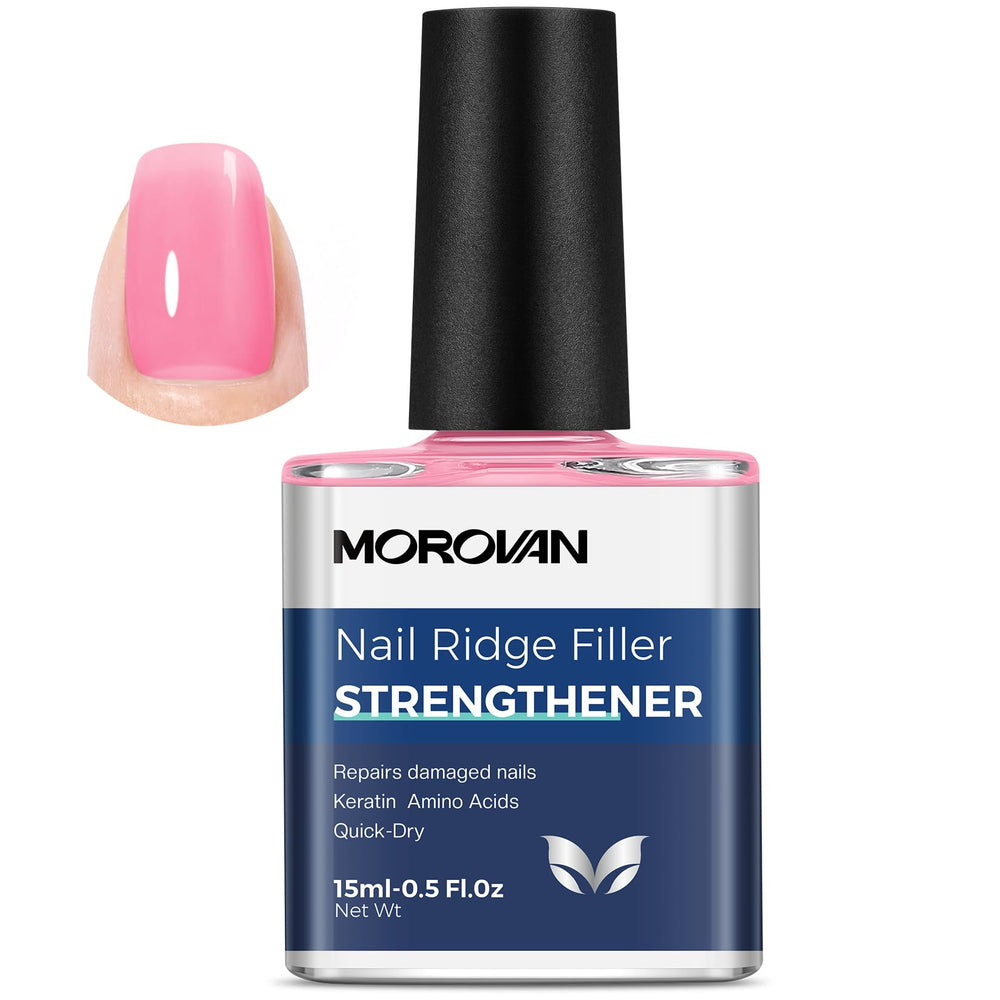 Morovan front packaging showing bottle and benefits, enhances nail strength