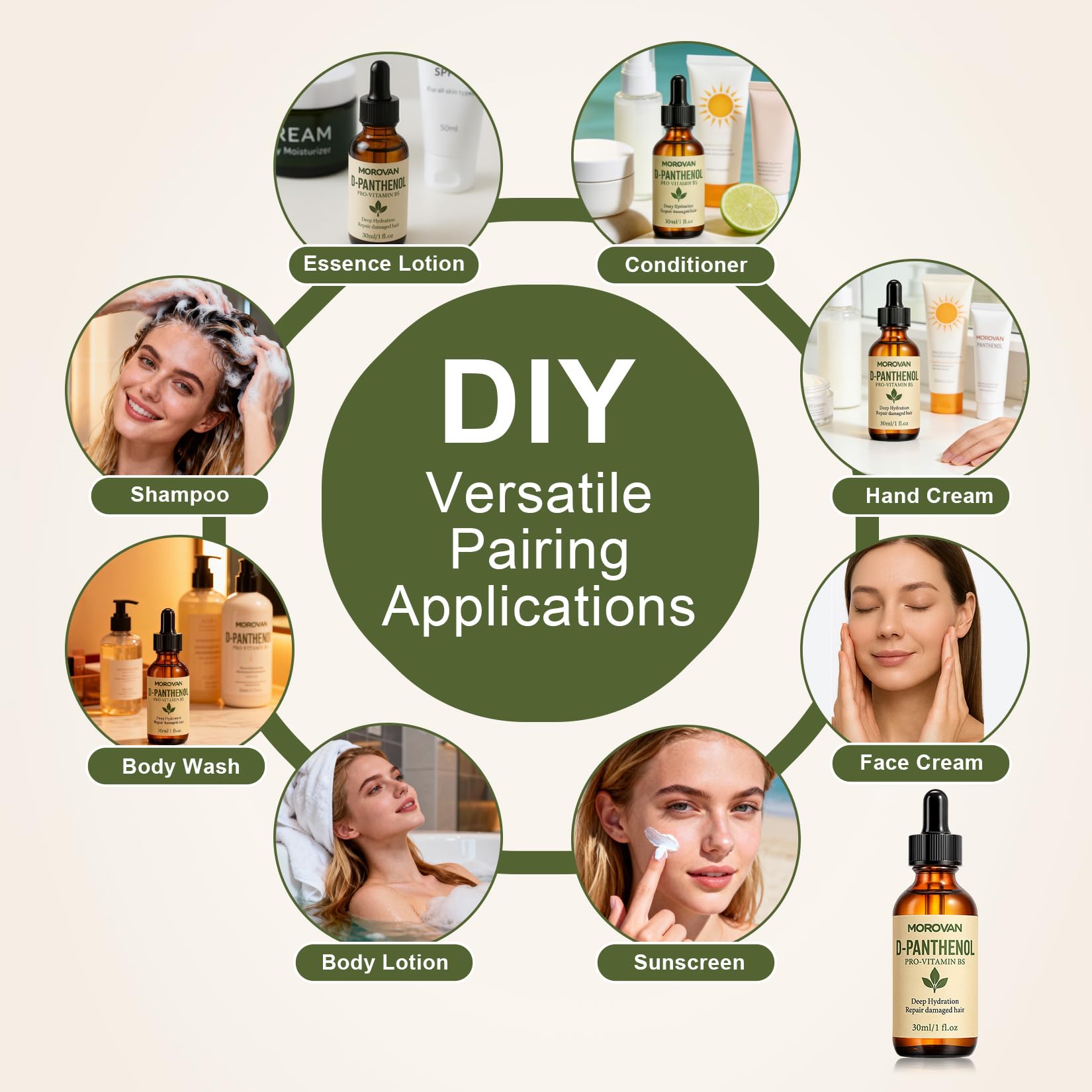 Morovan applied to hair mid-lengths showing improved manageability and reduced frizz