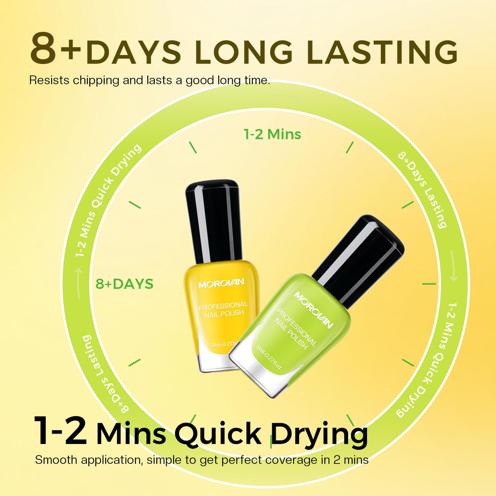 Morovan polish in use during a home manicure showing quick-dry convenience benefit