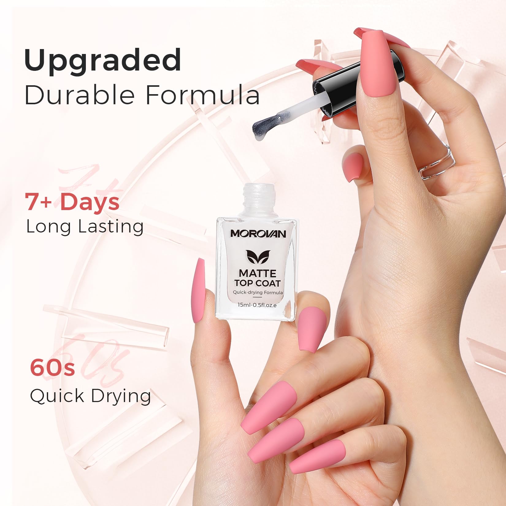 Morovan nail swatches showing matte finish benefit and long-lasting texture