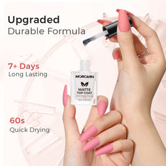 Morovan nail swatches showing matte finish benefit and long-lasting texture