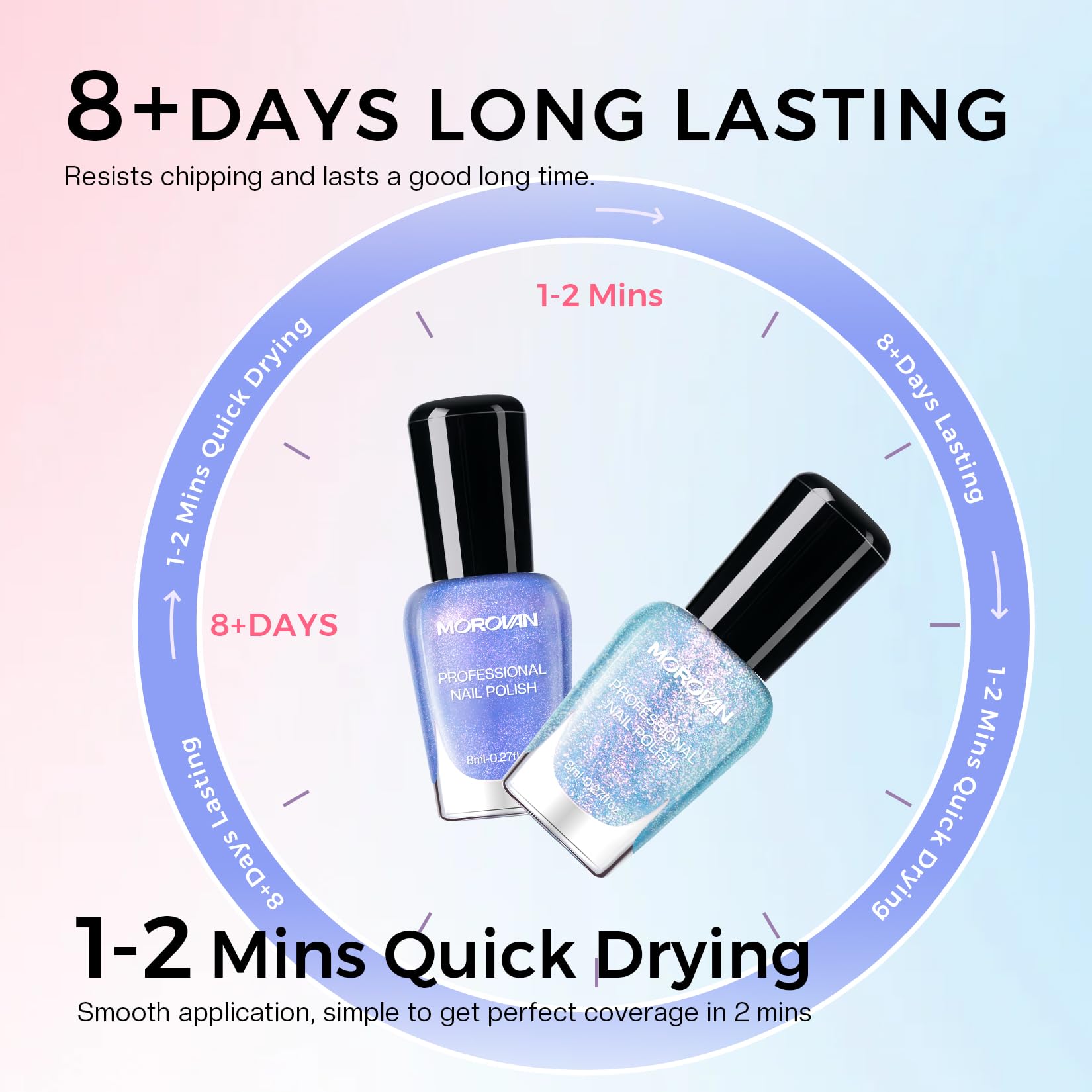 Morovan ombre nails on hand demonstrating gradient effect benefit