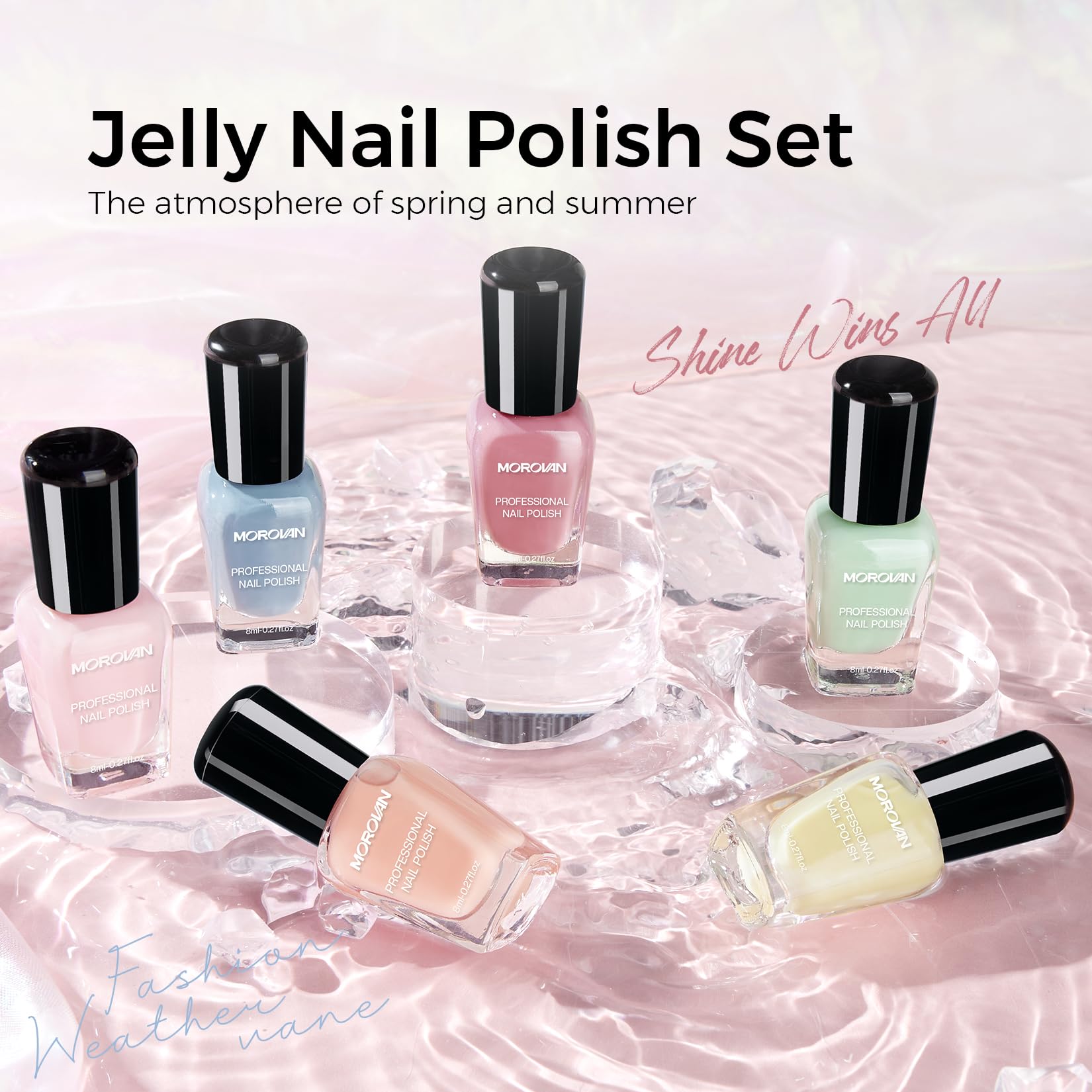 Morovan open bottles with visible brush stems for easy, precise application benefit control