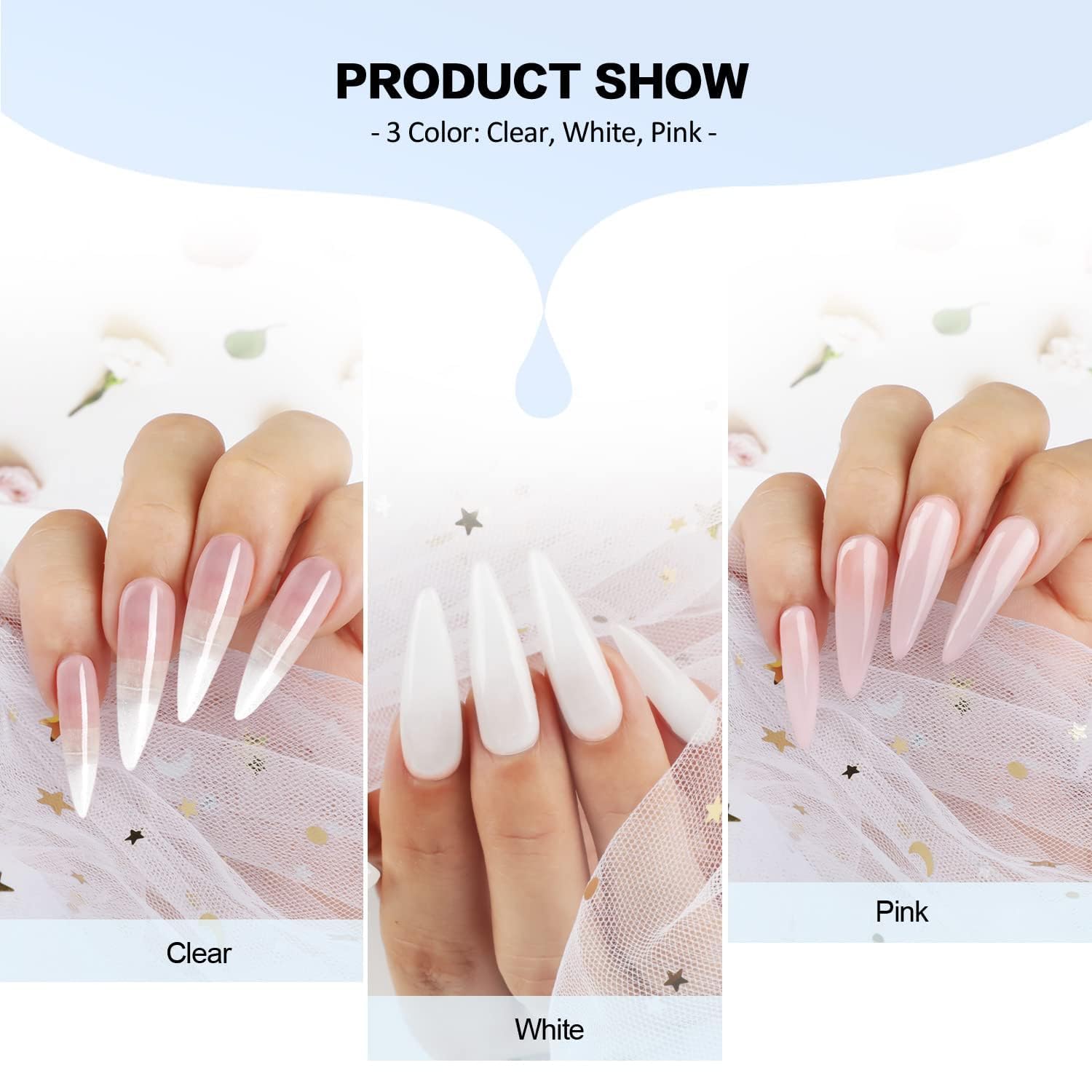 Morovan acrylic powder close-up texture highlighting smooth application