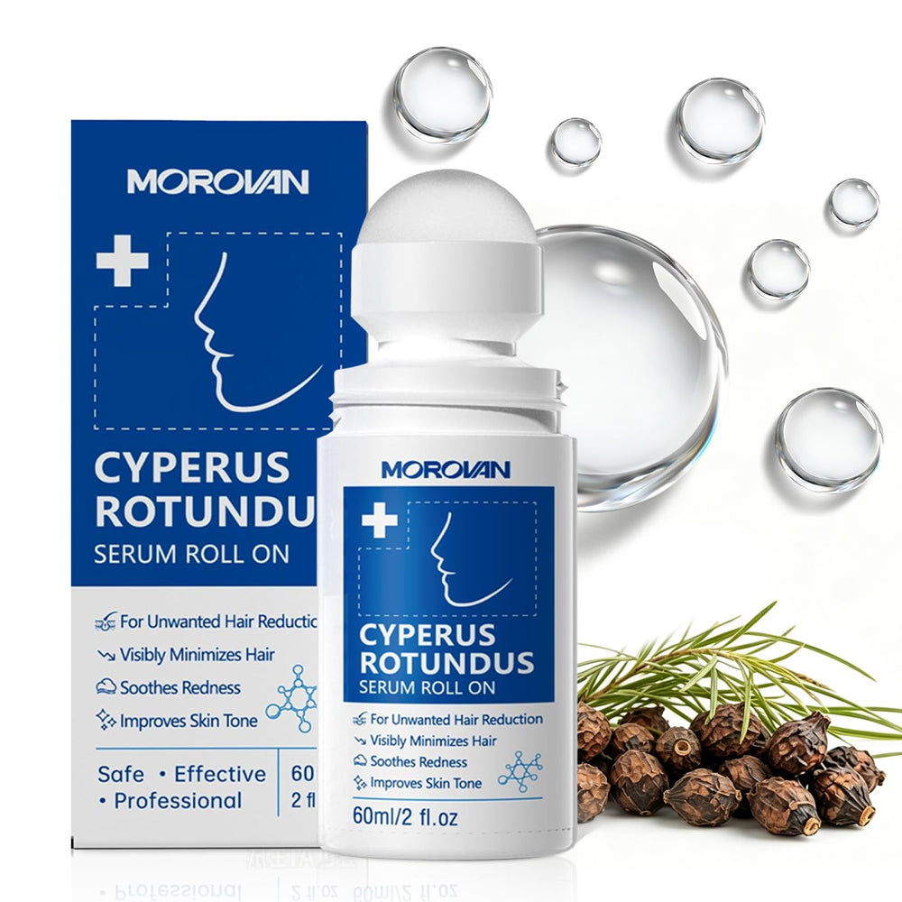 Morovan rollerball front packaging showing sleek bottle and calming benefit