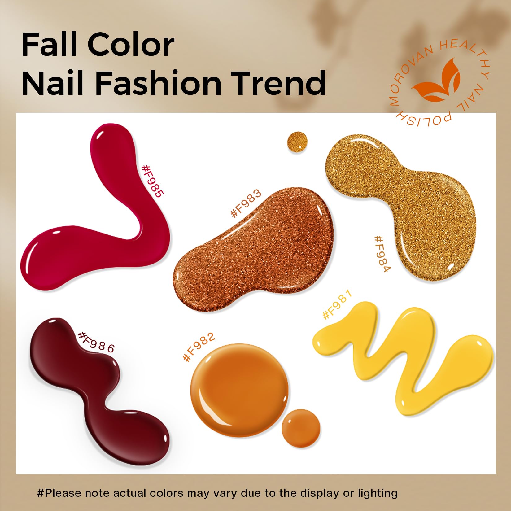 Morovan six shades flat lay illustrating warm pumpkin and burnt orange tones