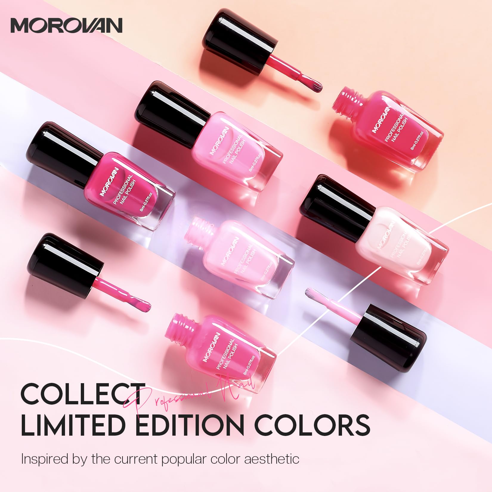 Morovan swatch strip set showing each pink shade for easy color selection