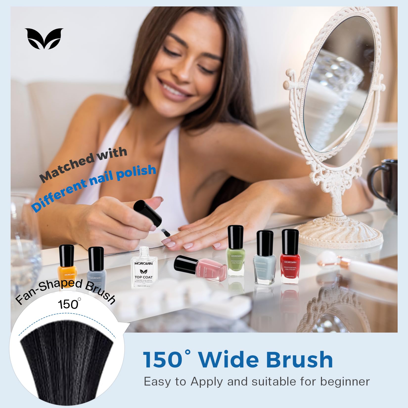 Morovan top coat in a salon setting showcasing professional finish