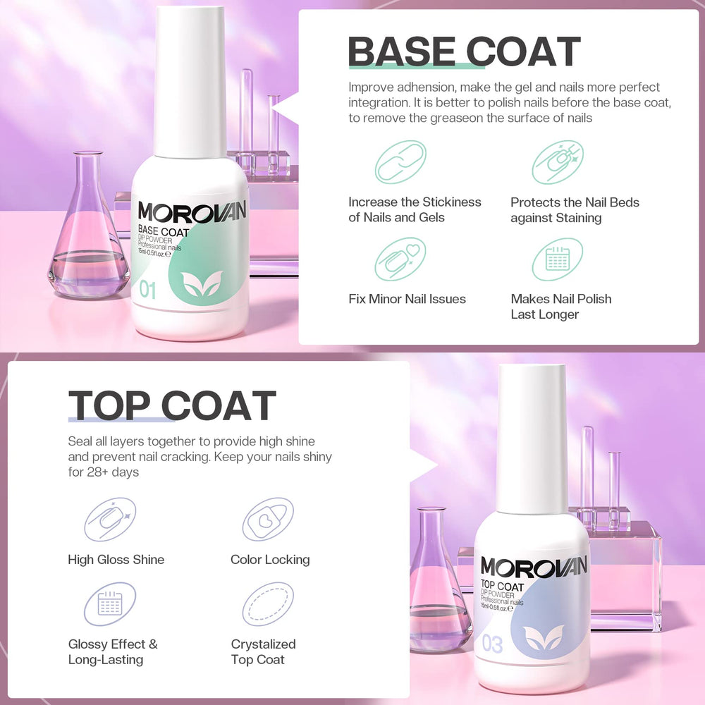 Morovan top coat shine swatch demonstrating glossy, chip-resistant finish on nail tip