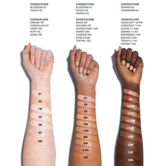 Morphe before and after swipe illustrating corrected under-eye tone and refreshed look
