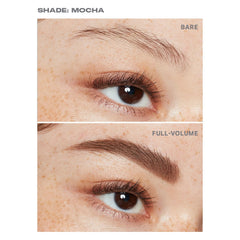 MORPHE before and after brows showing fuller, sculpted result and longwear benefit