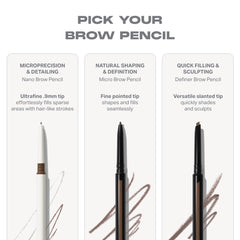 Morphe pencil paired with brow gel to lock shape and hold