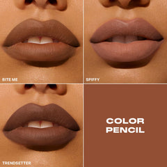 MORPHE pencil applied on lips demonstrating clean edge and long-lasting definition