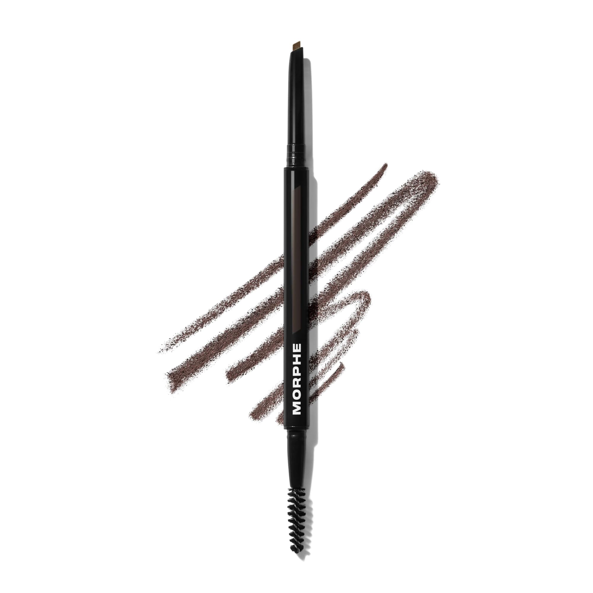 MORPHE front view of dual-ended brow pencil showcasing compact design and benefits