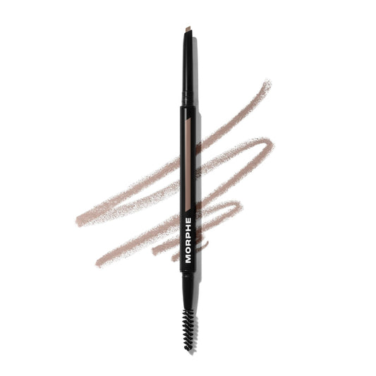 MORPHE pencil front packaging showing shade Hazelnut and product benefit of precision