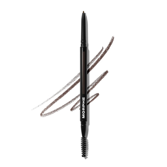 MORPHE front view of dual-ended brow pencil showing both ends and branding, precise control