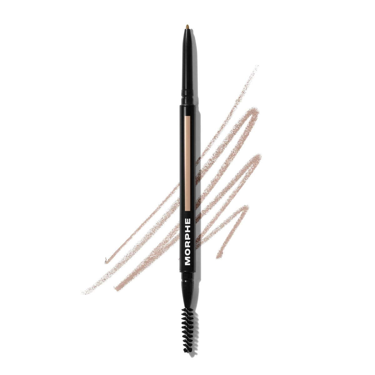 Morphe Micro Dual eyebrow pencil front packaging showing shade Praline and dual ends for portable precision