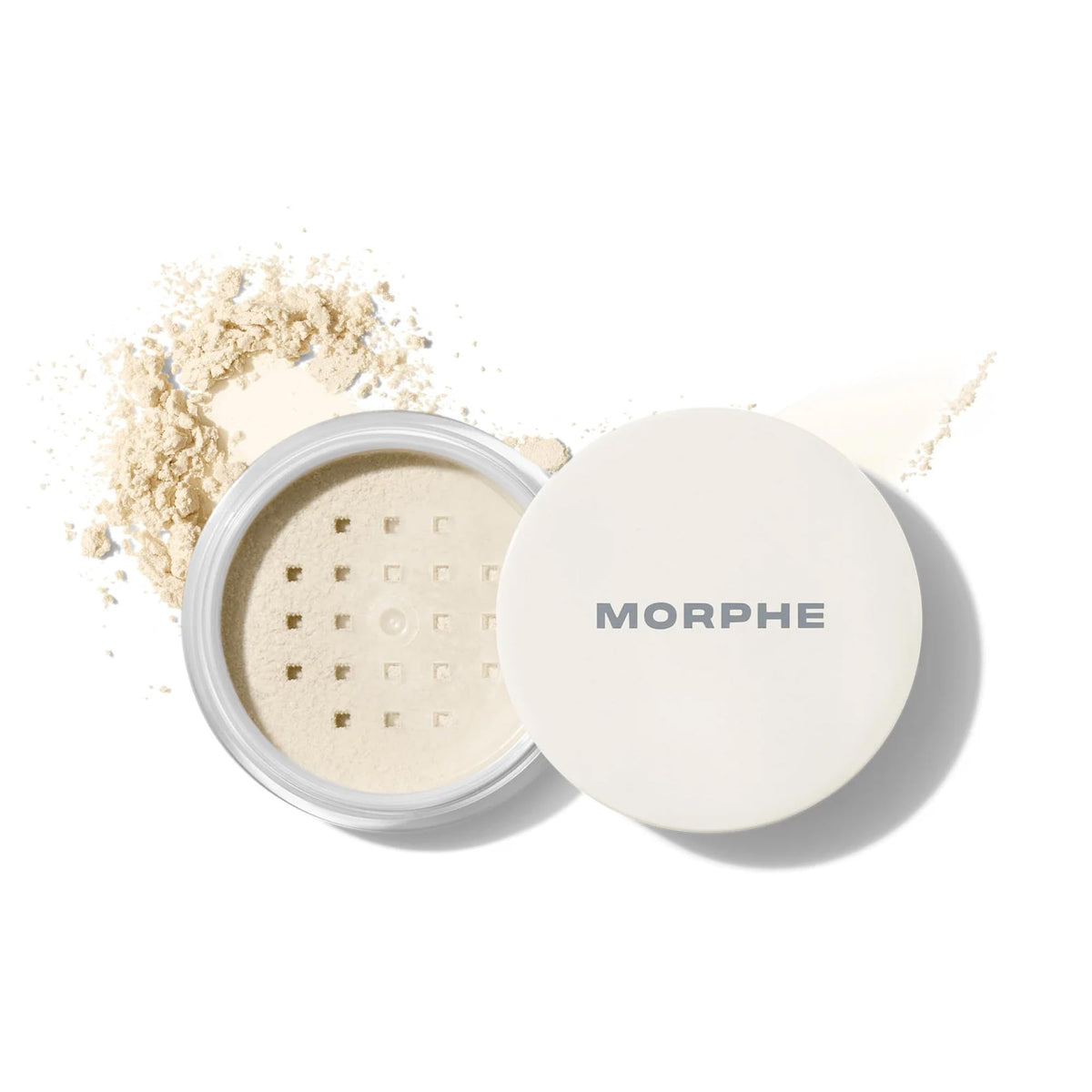 MORPHE mini bake & set front packaging showing compact travel-ready powder benefit